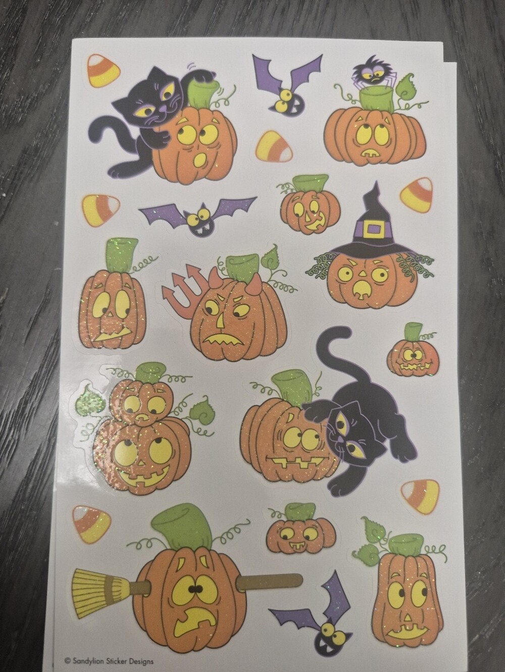 Kids Halloween Pumpkin & Black Cat Sticker Sheet - Orange
